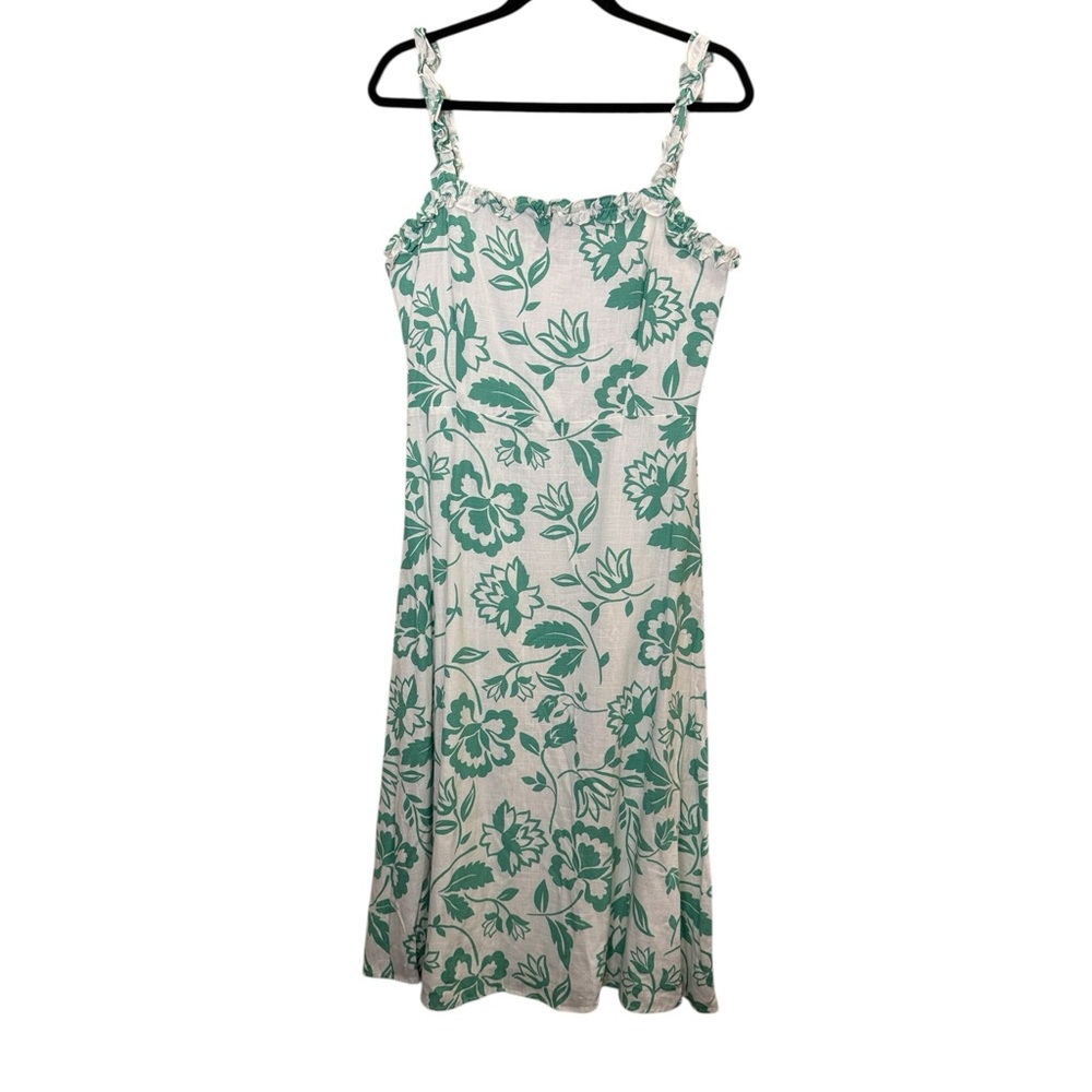 Draper James Women’s Garden Party Green White Floral Midi Dress sz 10